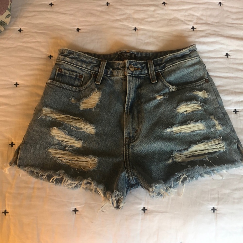 Abercrombie & Fitch high rise denim shorts